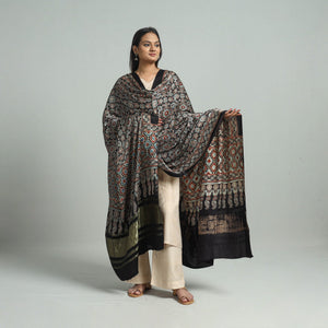 Black - Modal Silk Block Print Ajrakh Dupatta 69