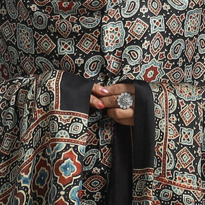 Black - Modal Silk Block Print Ajrakh Dupatta 69
