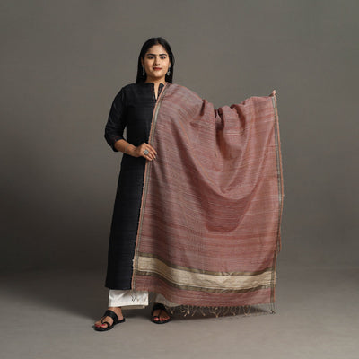Brown - Handloom Silk Cotton Checks Maheshwari Dupatta 33