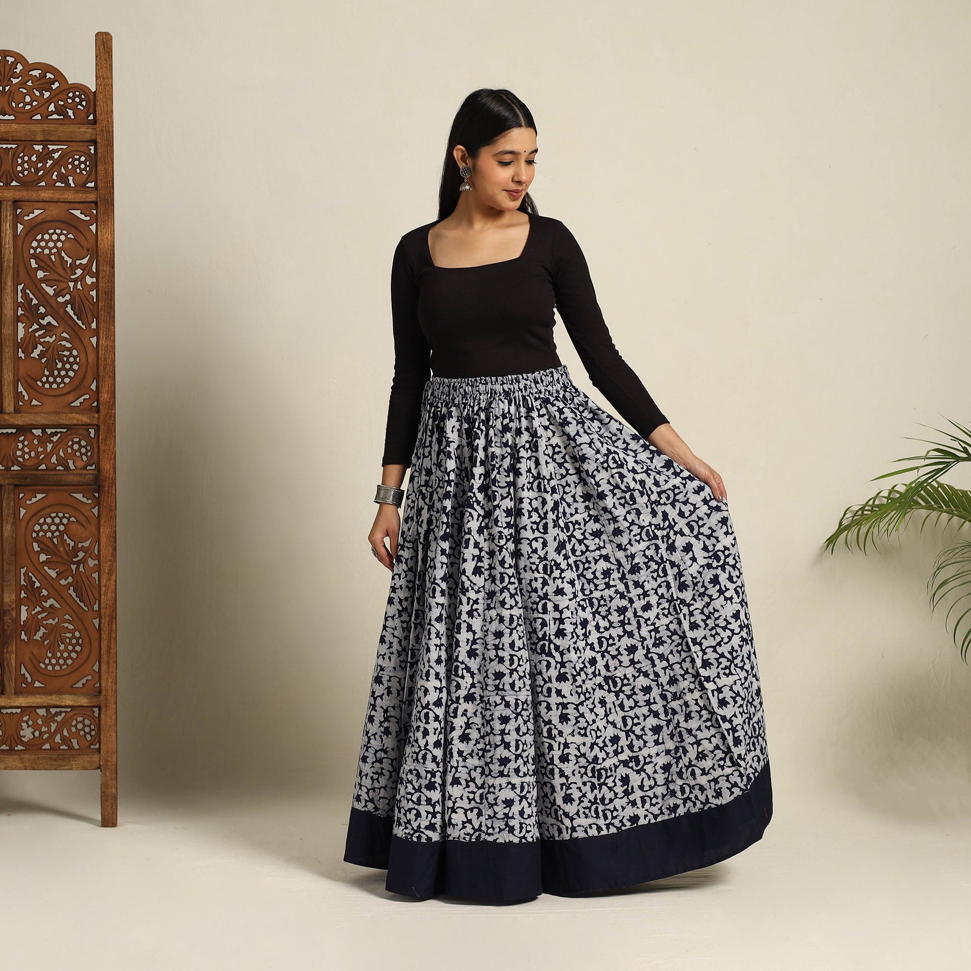 Blue - 24 Kali Patchwork Batik Print Cotton Long Skirt 18