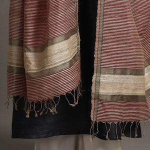 Brown - Handloom Silk Cotton Checks Maheshwari Dupatta 33