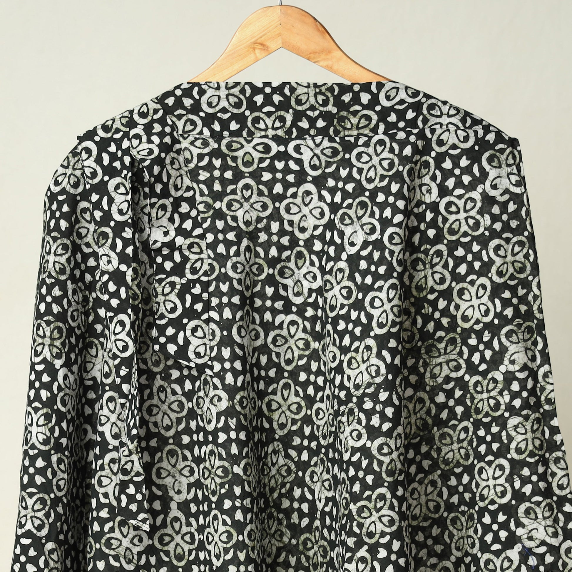 Black - Hand Batik Printed Cotton Wrap Around Skirt 119