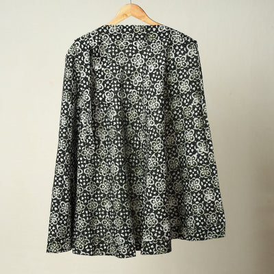 Black - Hand Batik Printed Cotton Wrap Around Skirt 119