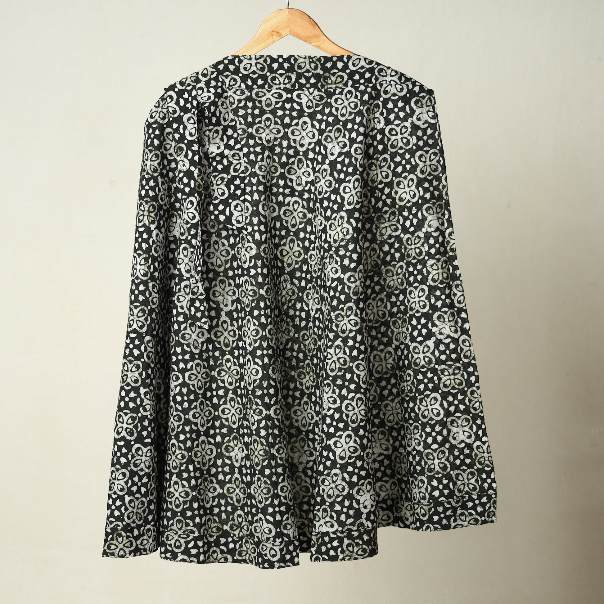 Black - Hand Batik Printed Cotton Wrap Around Skirt 119