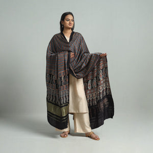 Black - Modal Silk Block Print Ajrakh Dupatta 71