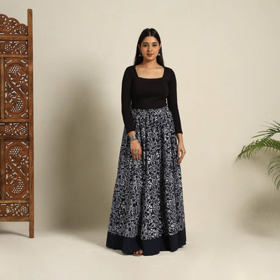 Blue - 24 Kali Patchwork Batik Print Cotton Long Skirt 20