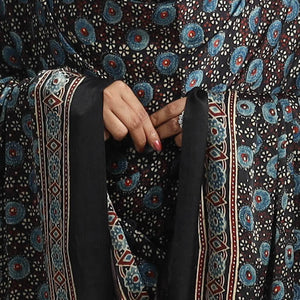 Black - Modal Silk Block Print Ajrakh Dupatta 74