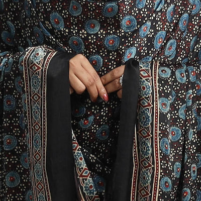 Black - Modal Silk Block Print Ajrakh Dupatta 74
