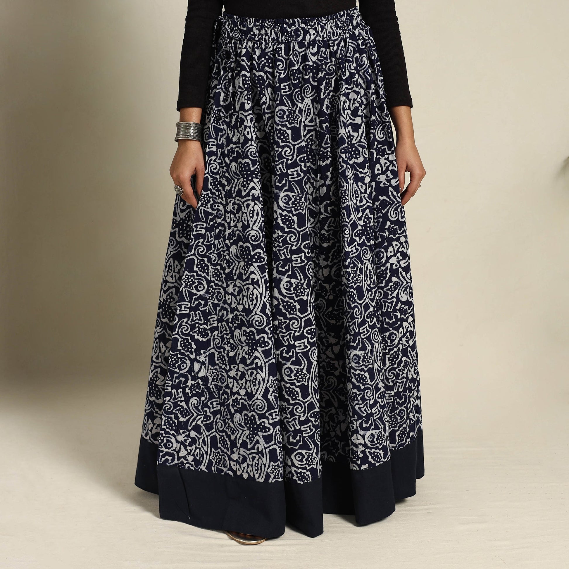 Blue - 24 Kali Patchwork Batik Print Cotton Long Skirt 20