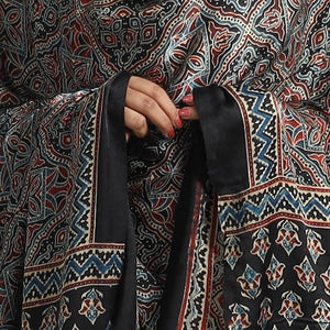Black - Modal Silk Block Print Ajrakh Dupatta 76
