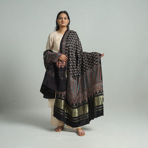 Black - Modal Silk Block Print Ajrakh Dupatta 78