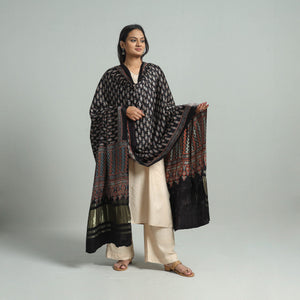 Black - Modal Silk Block Print Ajrakh Dupatta 78