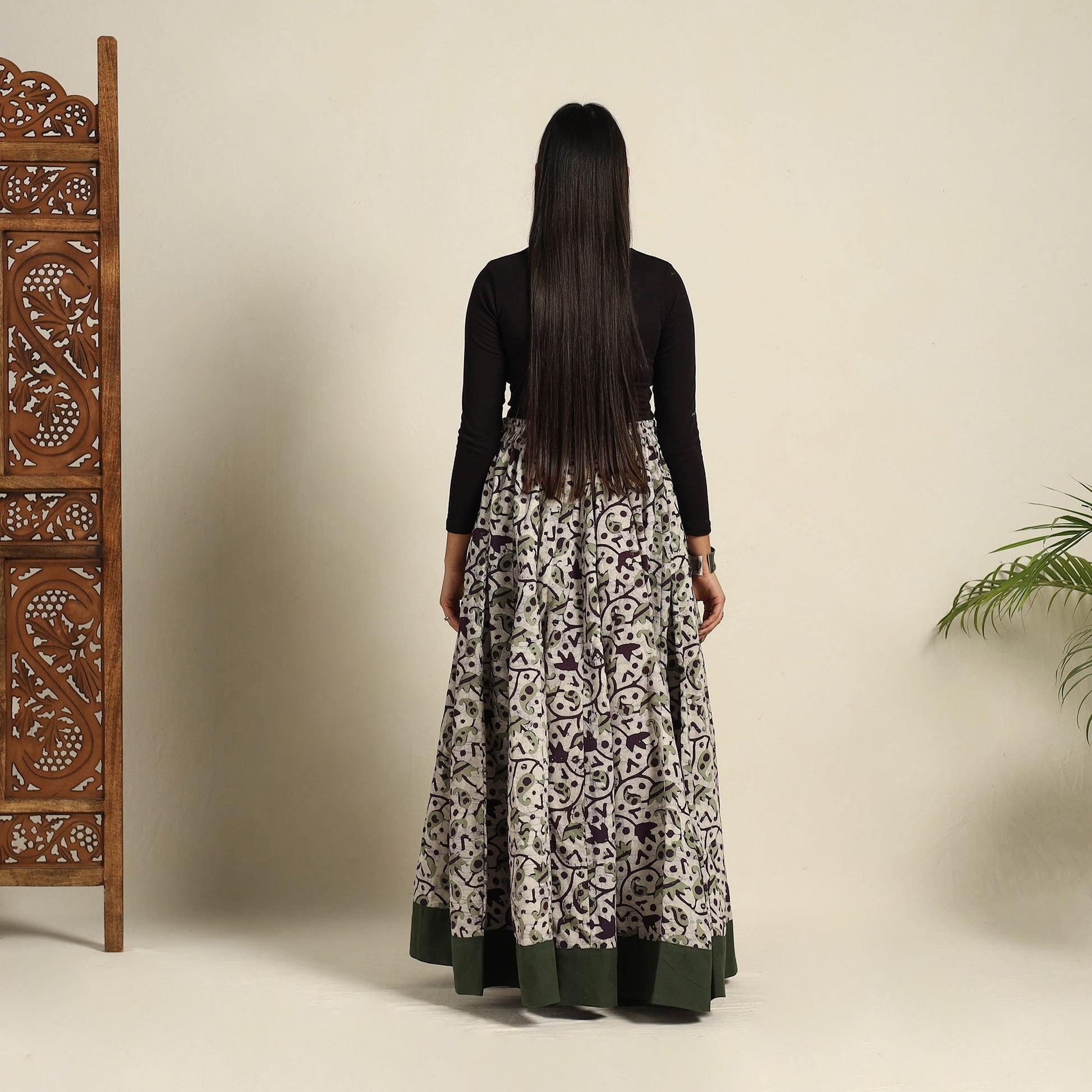 Beige - 24 Kali Patchwork Batik Print Cotton Long Skirt 22