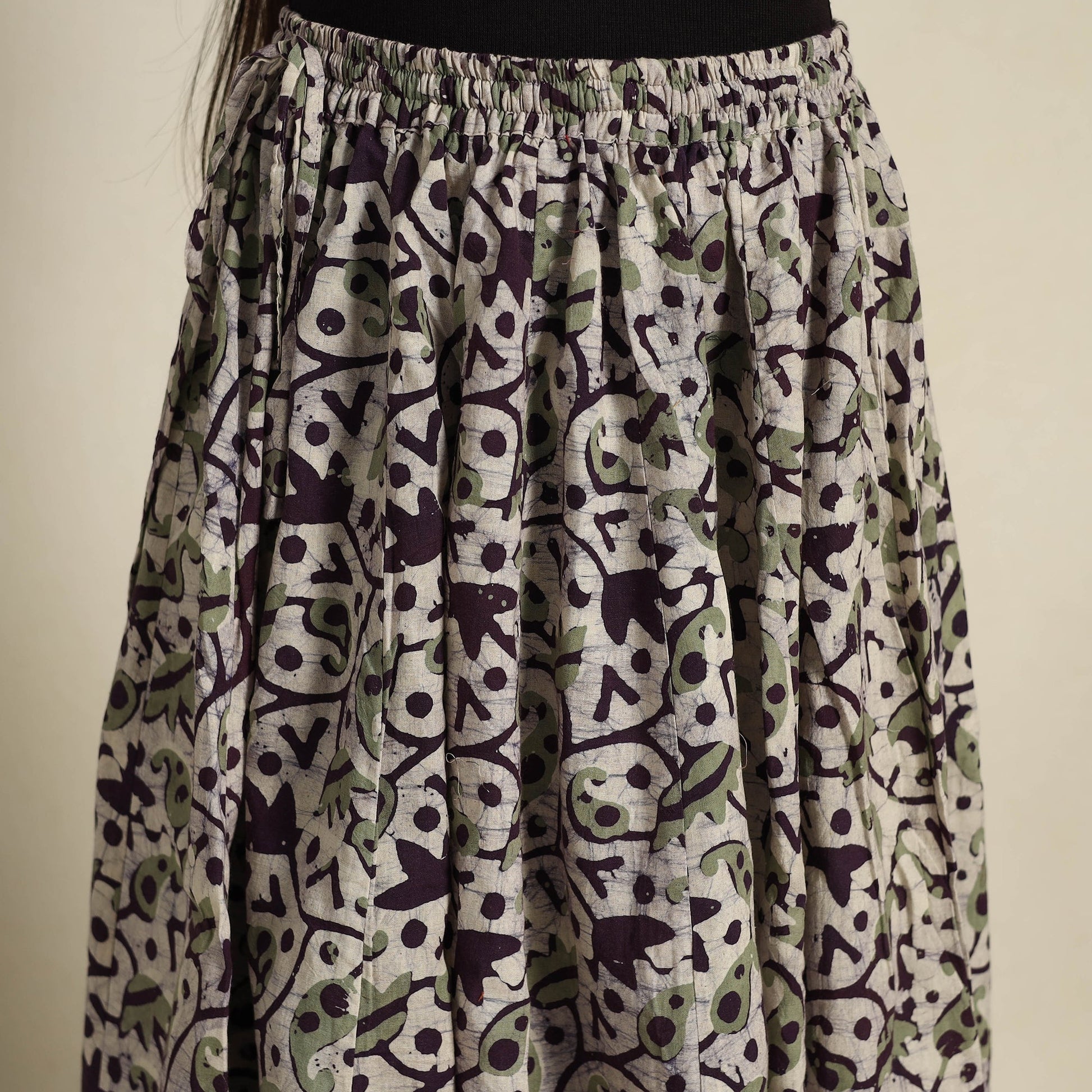 Beige - 24 Kali Patchwork Batik Print Cotton Long Skirt 22