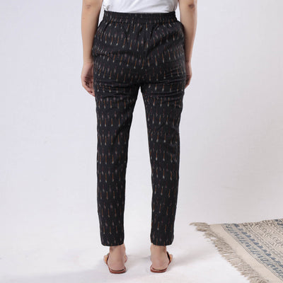 Black - Pochampally Ikat Cotton Tapered Casual Pant for Women