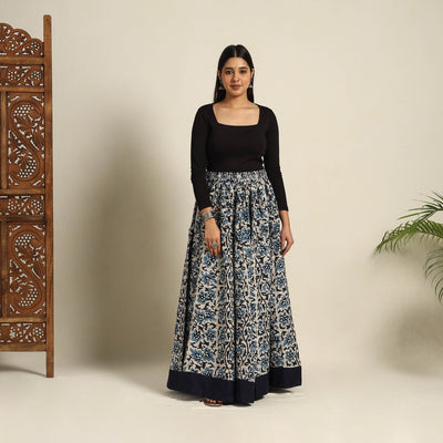 Blue - 24 Kali Patchwork Batik Print Cotton Long Skirt 23