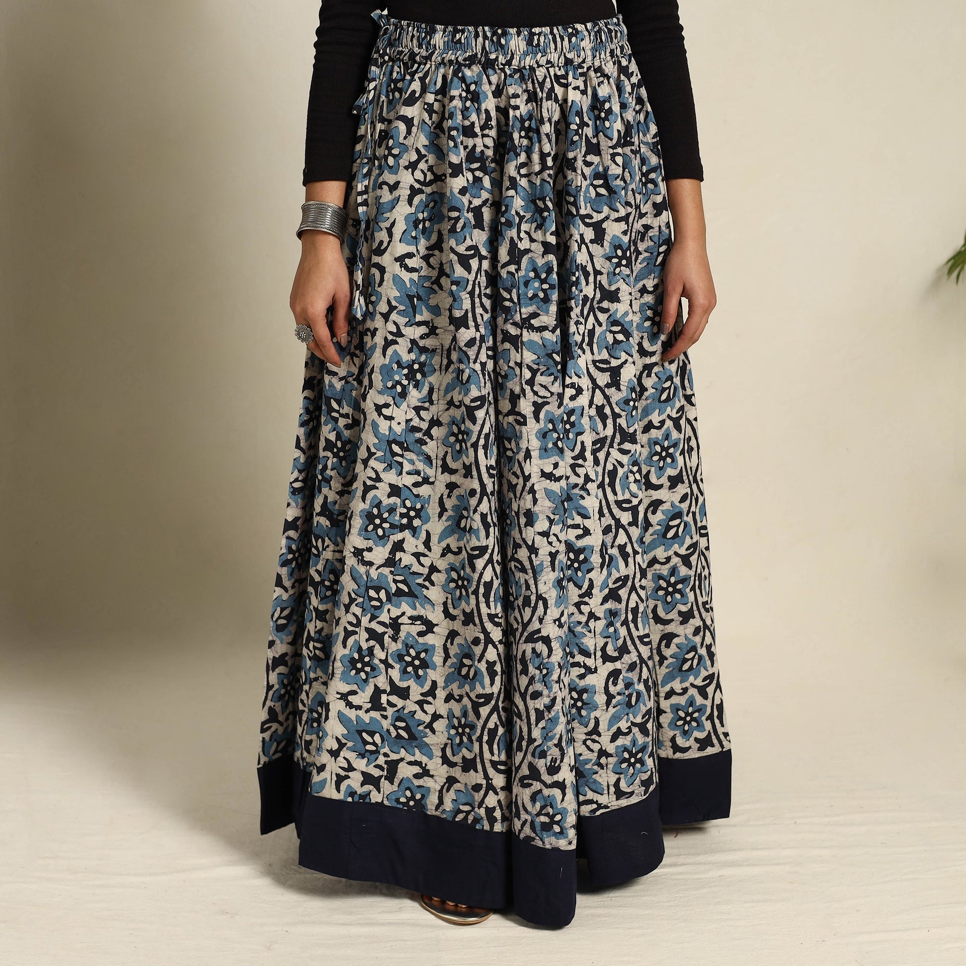 Blue - 24 Kali Patchwork Batik Print Cotton Long Skirt 23