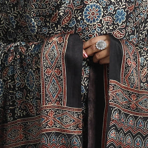Black - Modal Silk Block Print Ajrakh Dupatta 81