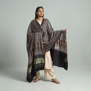Black - Modal Silk Block Print Ajrakh Dupatta 82