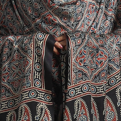 Black - Modal Silk Block Print Ajrakh Dupatta 82