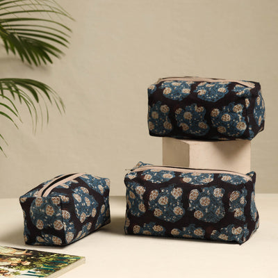 Black - Handmade Cotton Toiletry Bags (Set of 3) 15