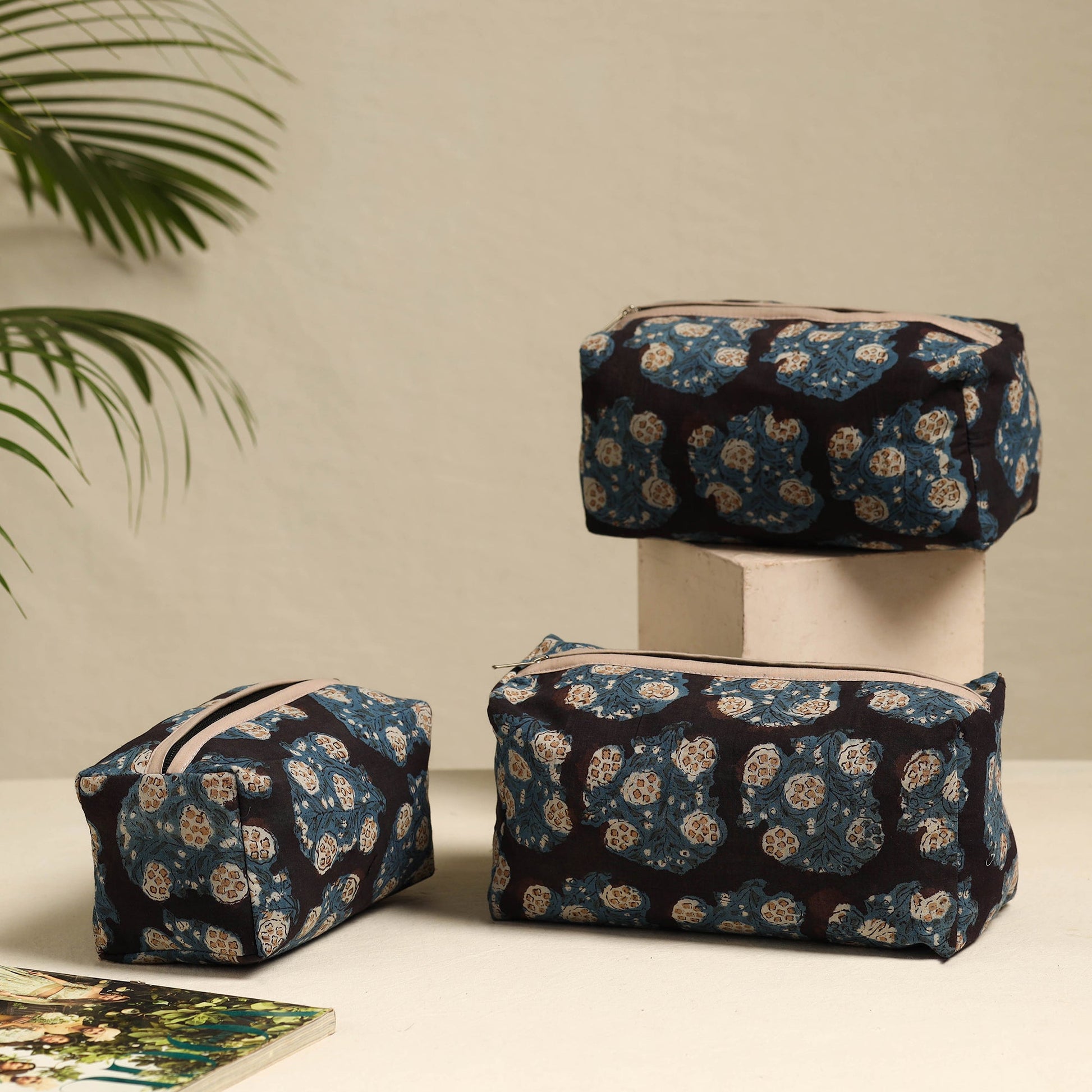 Black - Handmade Cotton Toiletry Bags (Set of 3) 15