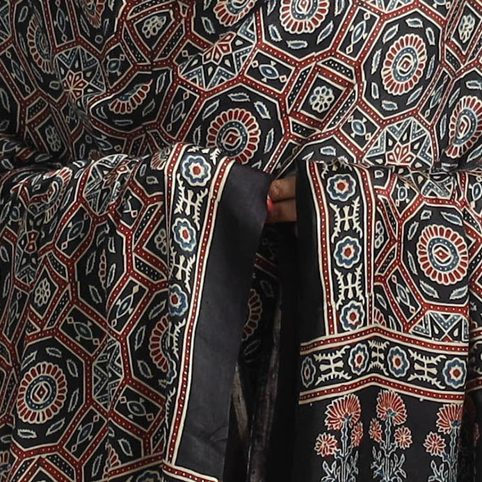 Black - Modal Silk Block Print Ajrakh Dupatta 83