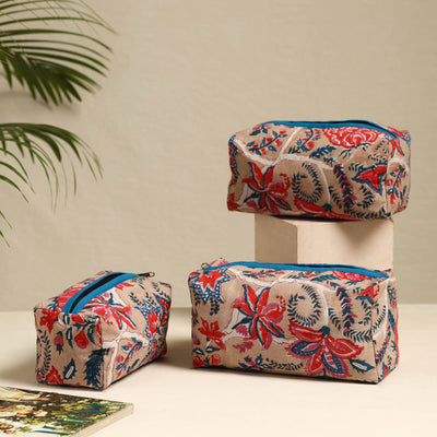 Beige - Handmade Cotton Toiletry Bags (Set of 3) 18