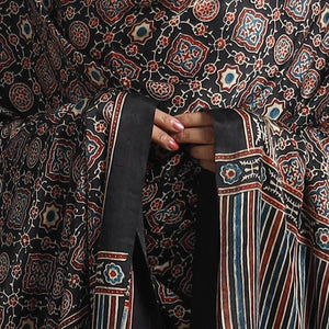Black - Modal Silk Block Print Ajrakh Dupatta 86