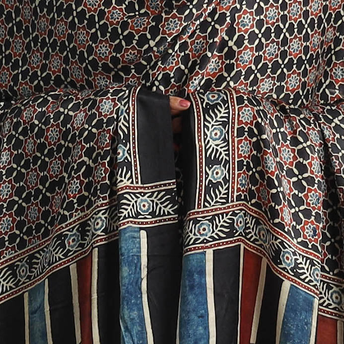 Black - Modal Silk Block Print Ajrakh Dupatta 89