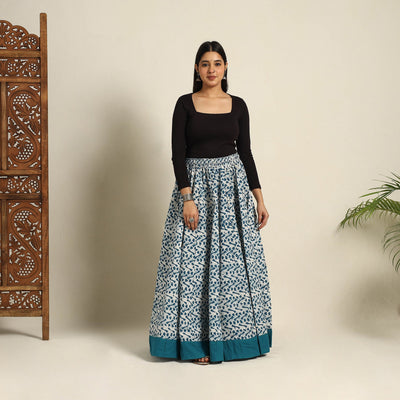 Blue - 24 Kali Patchwork Batik Print Cotton Long Skirt 28