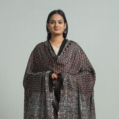 Black - Modal Silk Block Print Ajrakh Dupatta 91