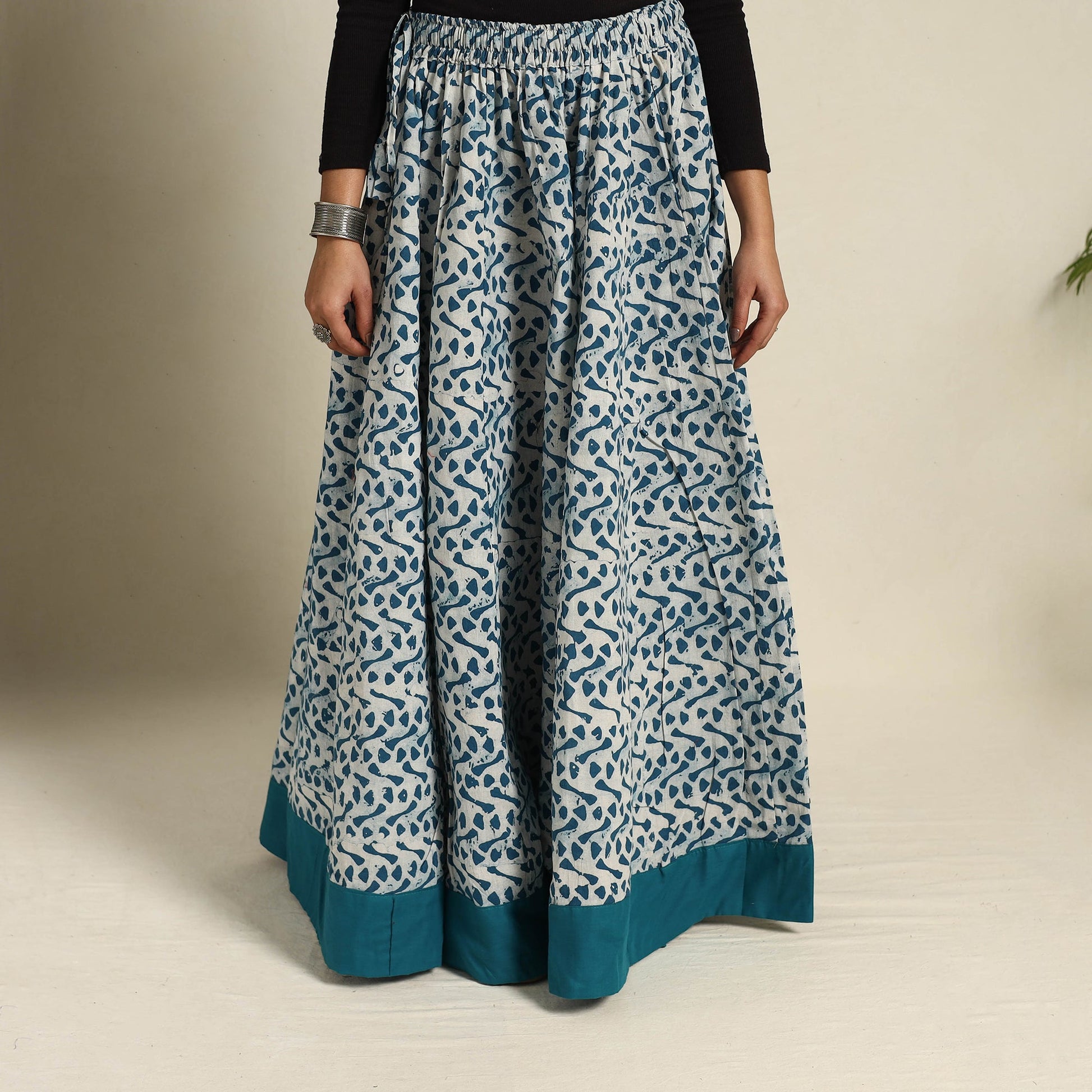Blue - 24 Kali Patchwork Batik Print Cotton Long Skirt 28