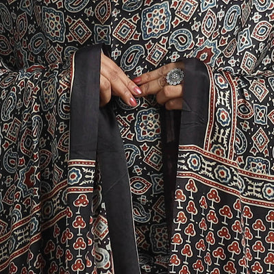 Black - Modal Silk Block Print Ajrakh Dupatta 92