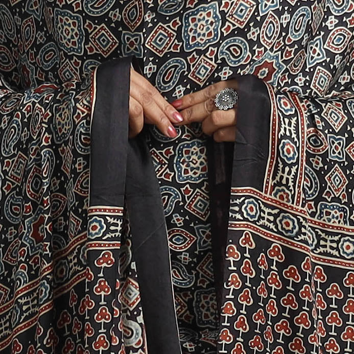 Black - Modal Silk Block Print Ajrakh Dupatta 92