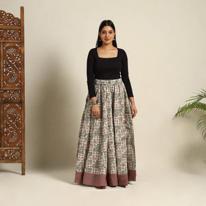 Beige - 24 Kali Patchwork Batik Print Cotton Long Skirt 29