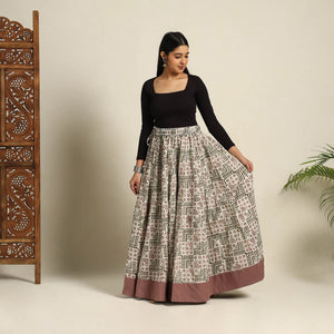 Beige - 24 Kali Patchwork Batik Print Cotton Long Skirt 29