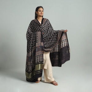 Black - Modal Silk Block Print Ajrakh Dupatta 93