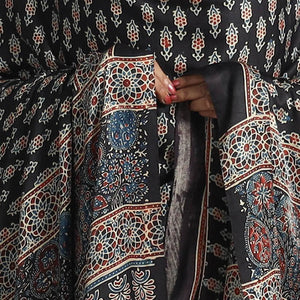 Black - Modal Silk Block Print Ajrakh Dupatta 93