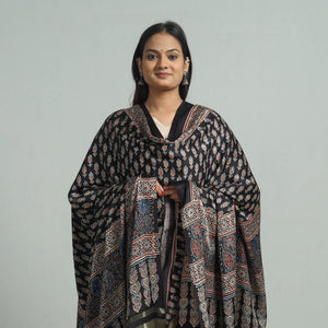 Black - Modal Silk Block Print Ajrakh Dupatta 93
