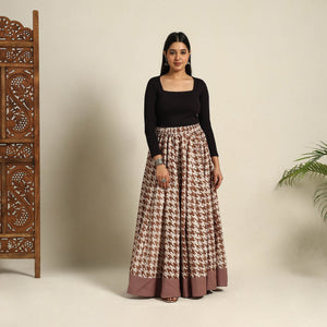 Brown - 24 Kali Patchwork Batik Print Cotton Long Skirt 30