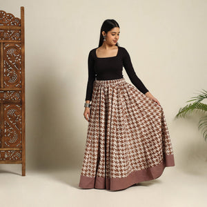 Brown - 24 Kali Patchwork Batik Print Cotton Long Skirt 30