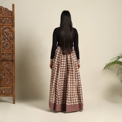 Brown - 24 Kali Patchwork Batik Print Cotton Long Skirt 30