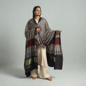 Brown - Modal Silk Block Print Ajrakh Dupatta 95