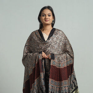 Brown - Modal Silk Block Print Ajrakh Dupatta 95
