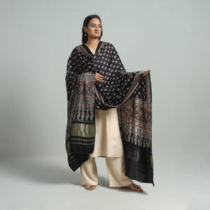 Black - Modal Silk Block Print Ajrakh Dupatta 96