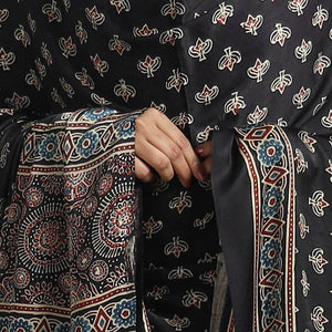 Black - Modal Silk Block Print Ajrakh Dupatta 96