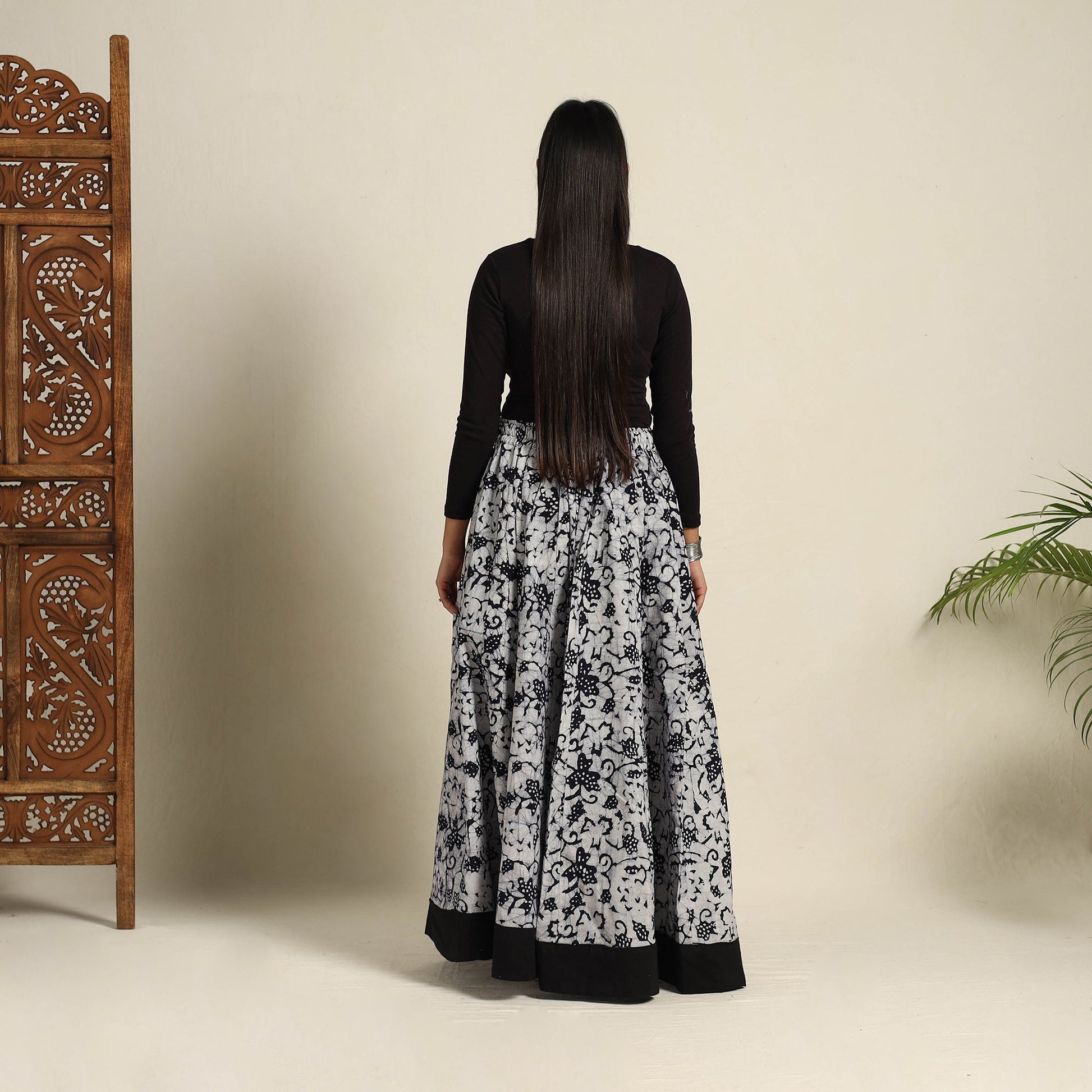 Black - 24 Kali Patchwork Batik Print Cotton Long Skirt 31