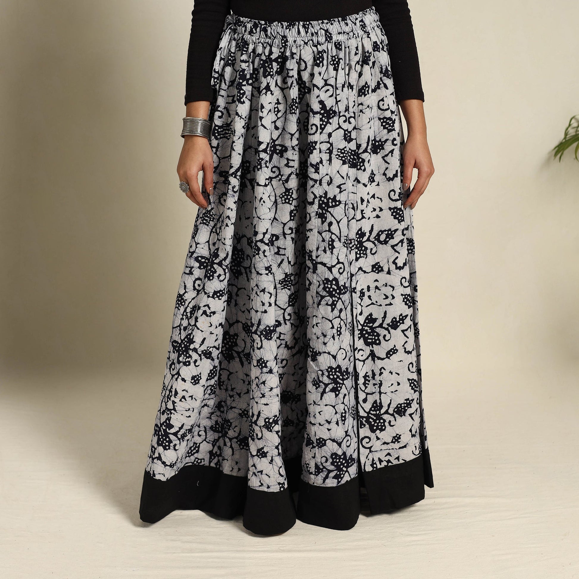 Black - 24 Kali Patchwork Batik Print Cotton Long Skirt 31
