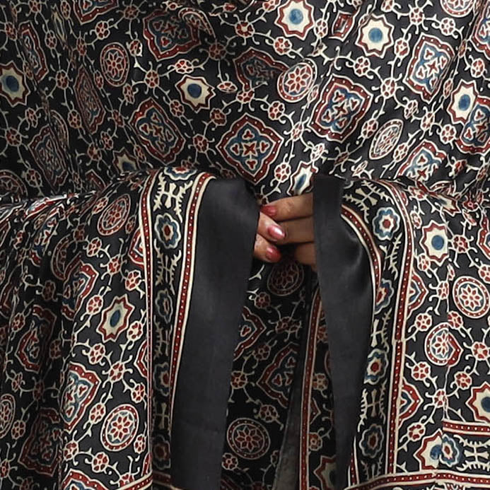 Black - Modal Silk Block Print Ajrakh Dupatta 97